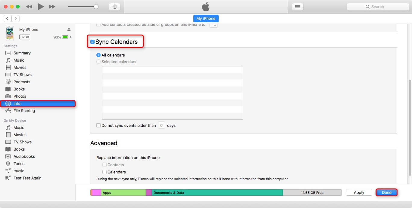 Sync Calendar from iPhone to Mac.