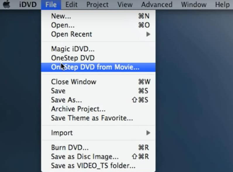 iDVD Software one Step DVD from iMovie