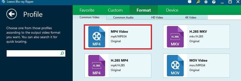 Select MP4 Format