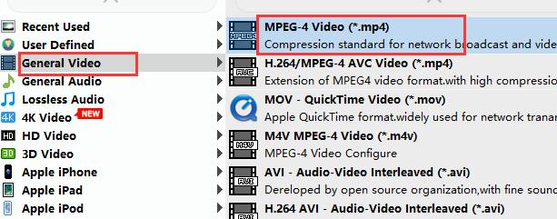 Choose Output Format: MP4